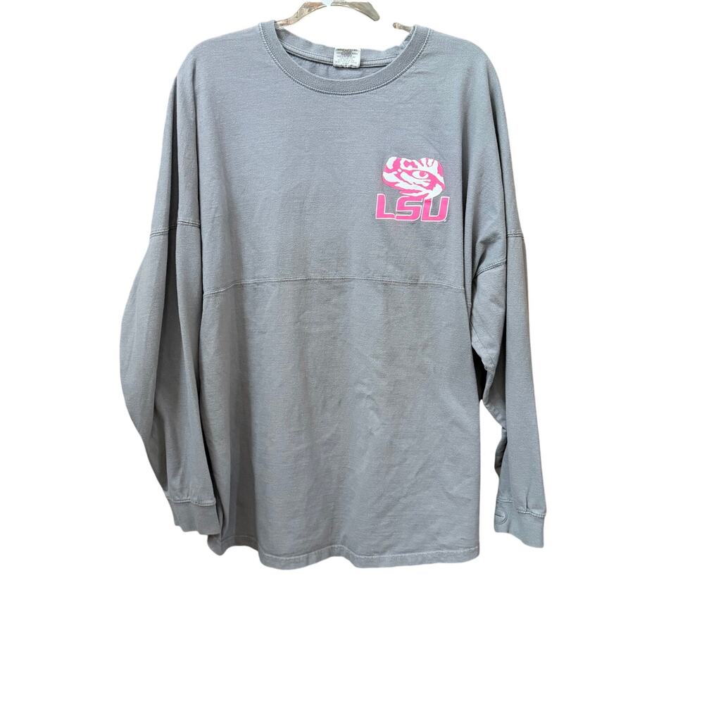 Pressbox LSU Womens Spirit Jersey Style Top Pink Breast Cancer Awareness Large